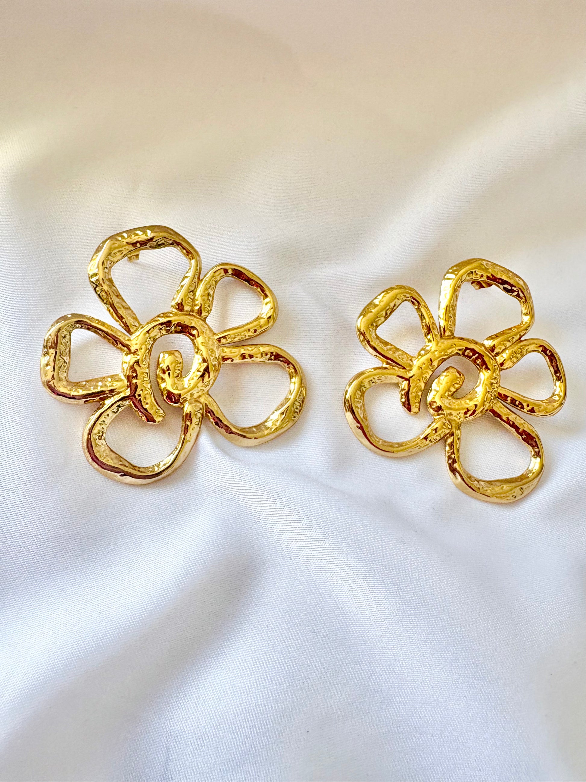 Modern sculptural floral earrings