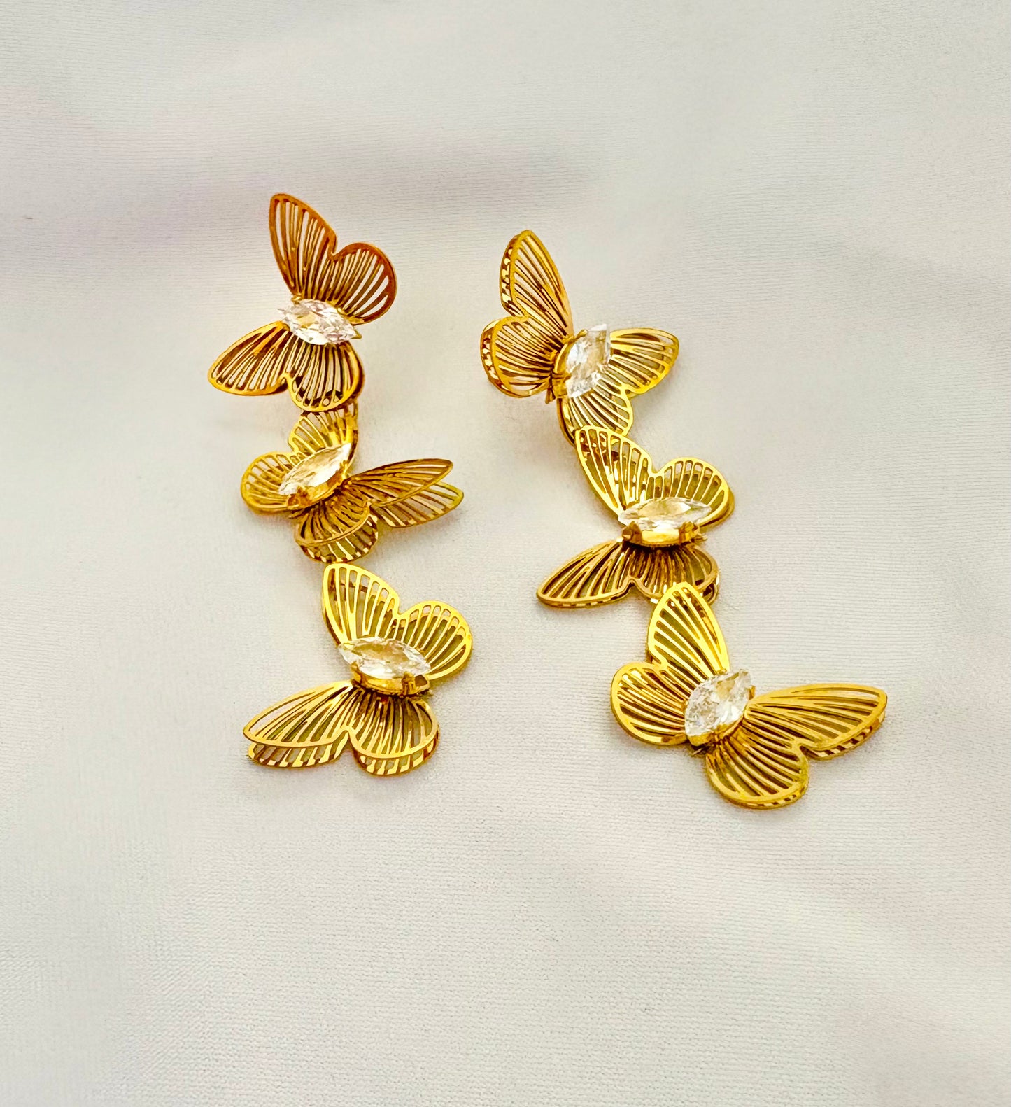 Gold Butterfly Drop Earrings