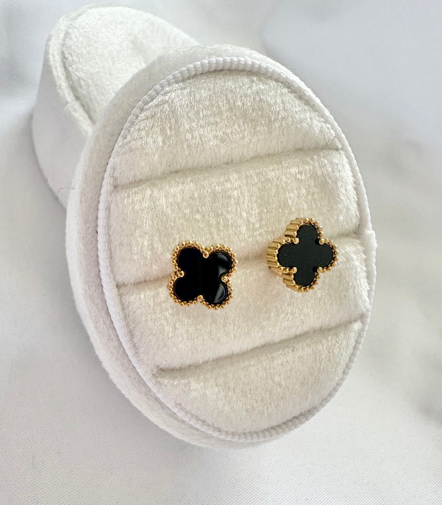 Black and gold clover earrings