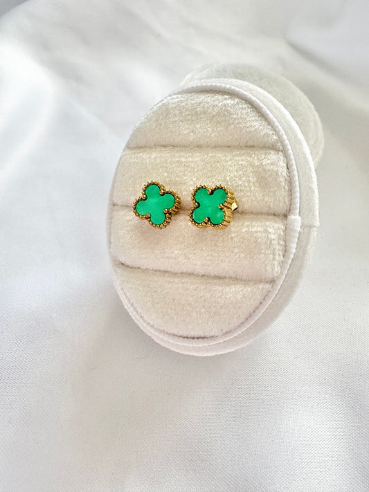 18K Gold Plated Turquoise Clover Stud Earrings