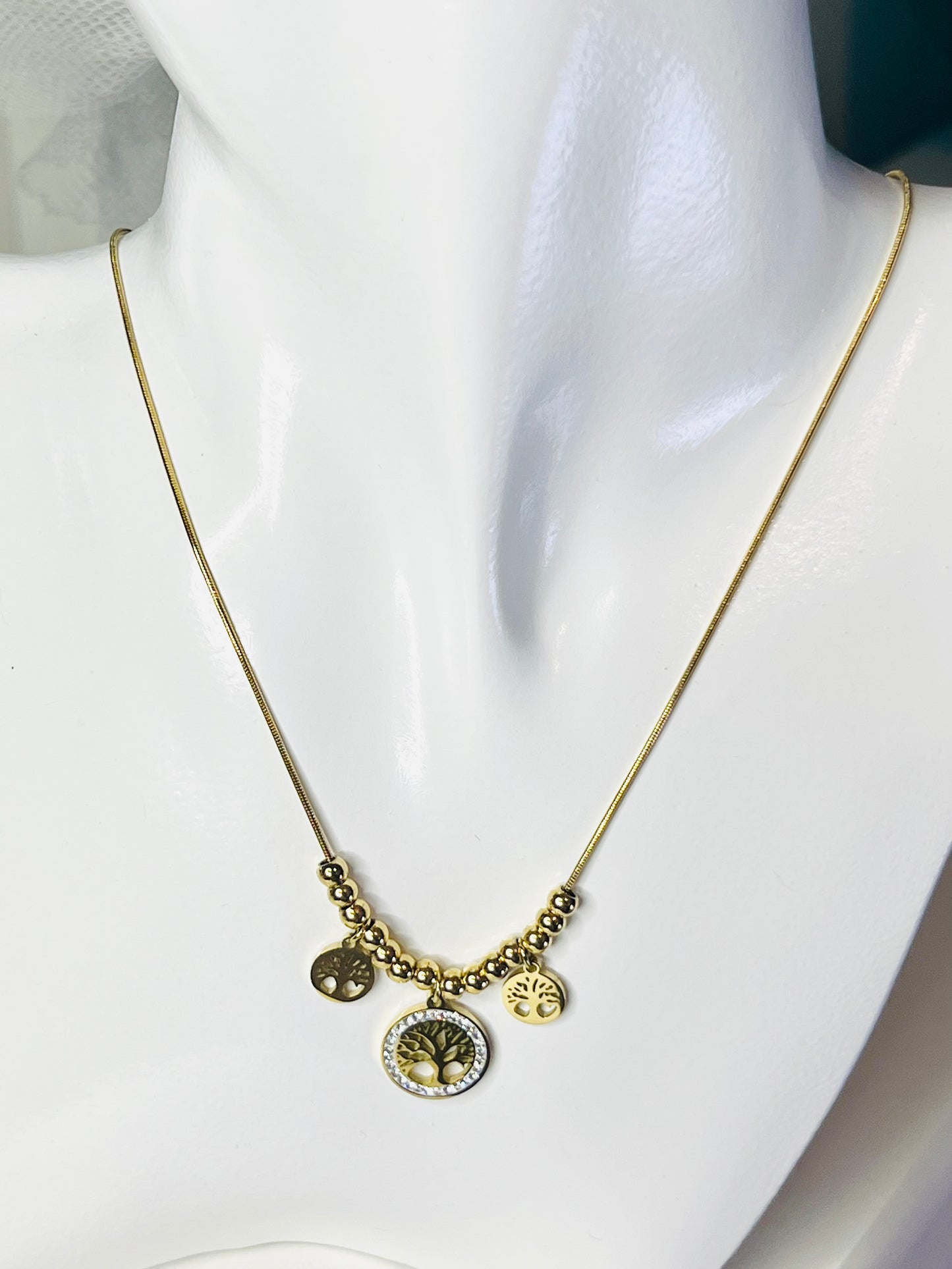 THREE MONEY TREE CIRCLES NECKLACE