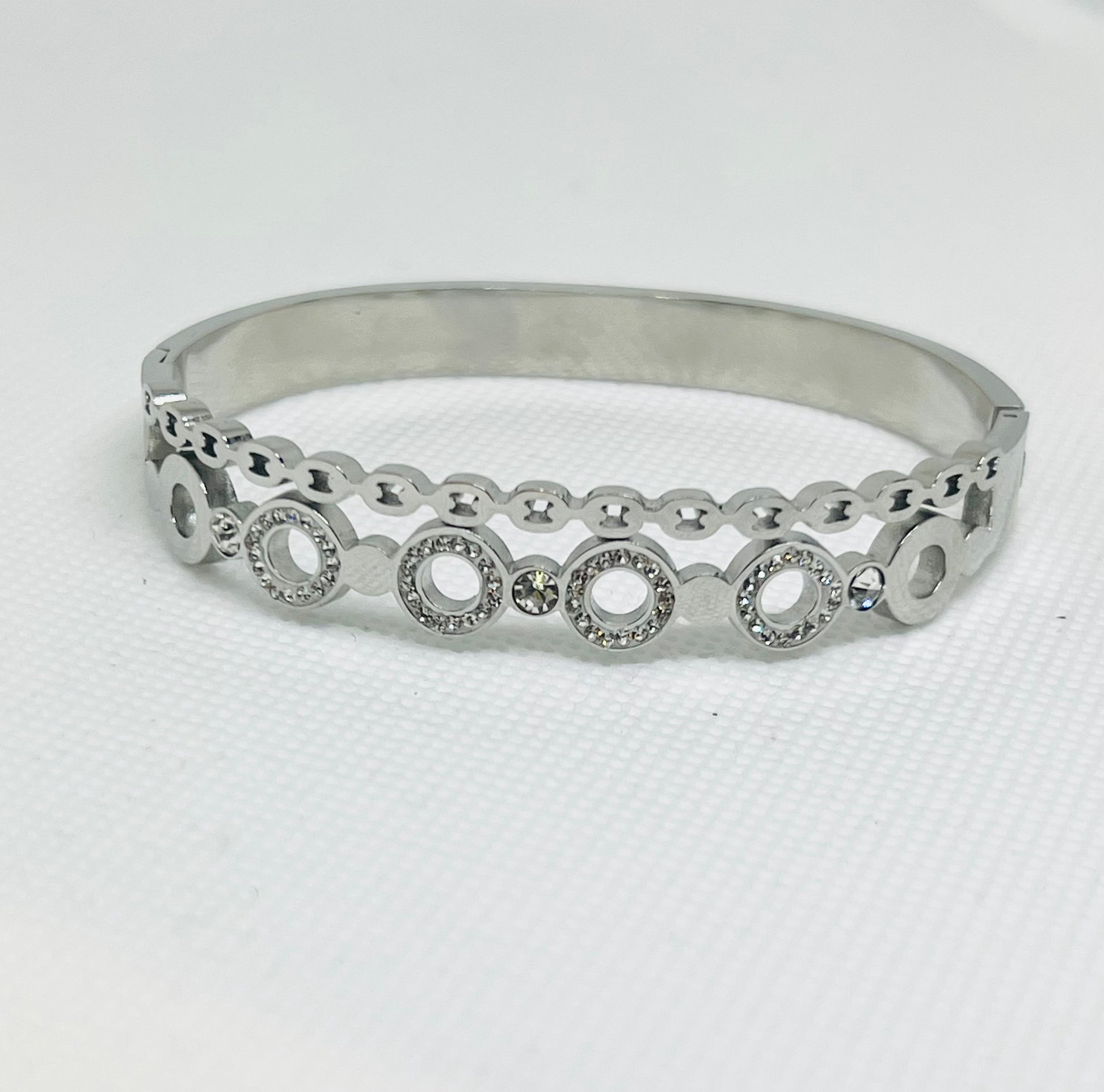 silver bangle - zircon