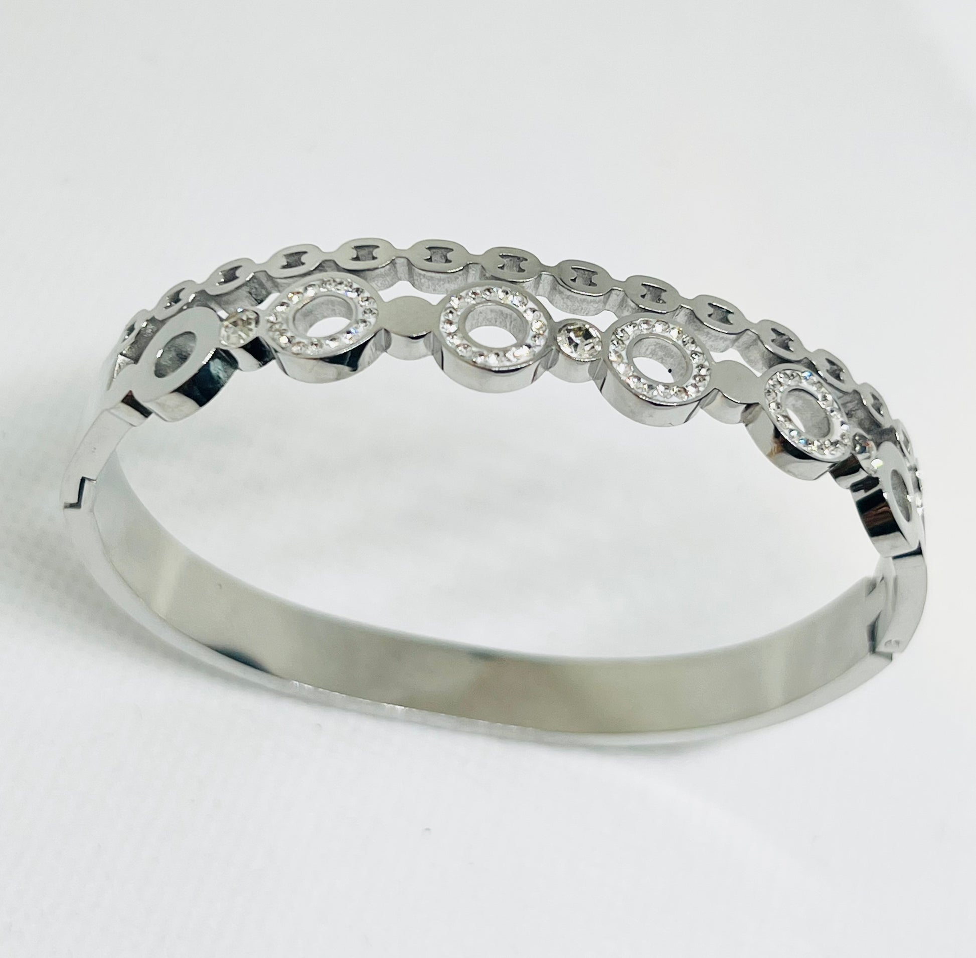 silver bangle - zircon