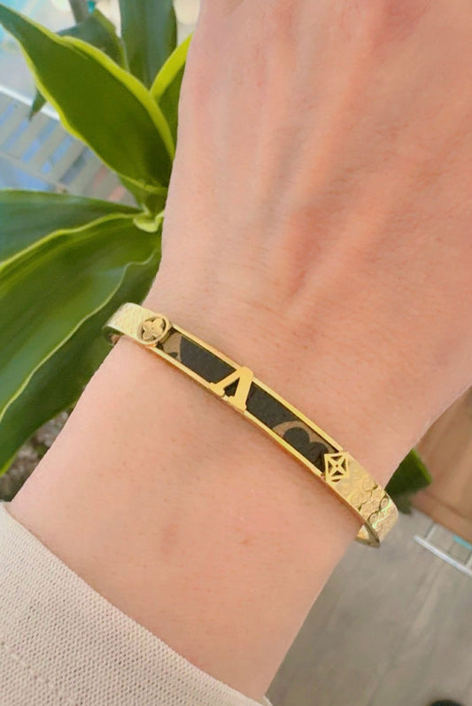 Gold Monogram Bangle Bracelet – 18K Gold Plated