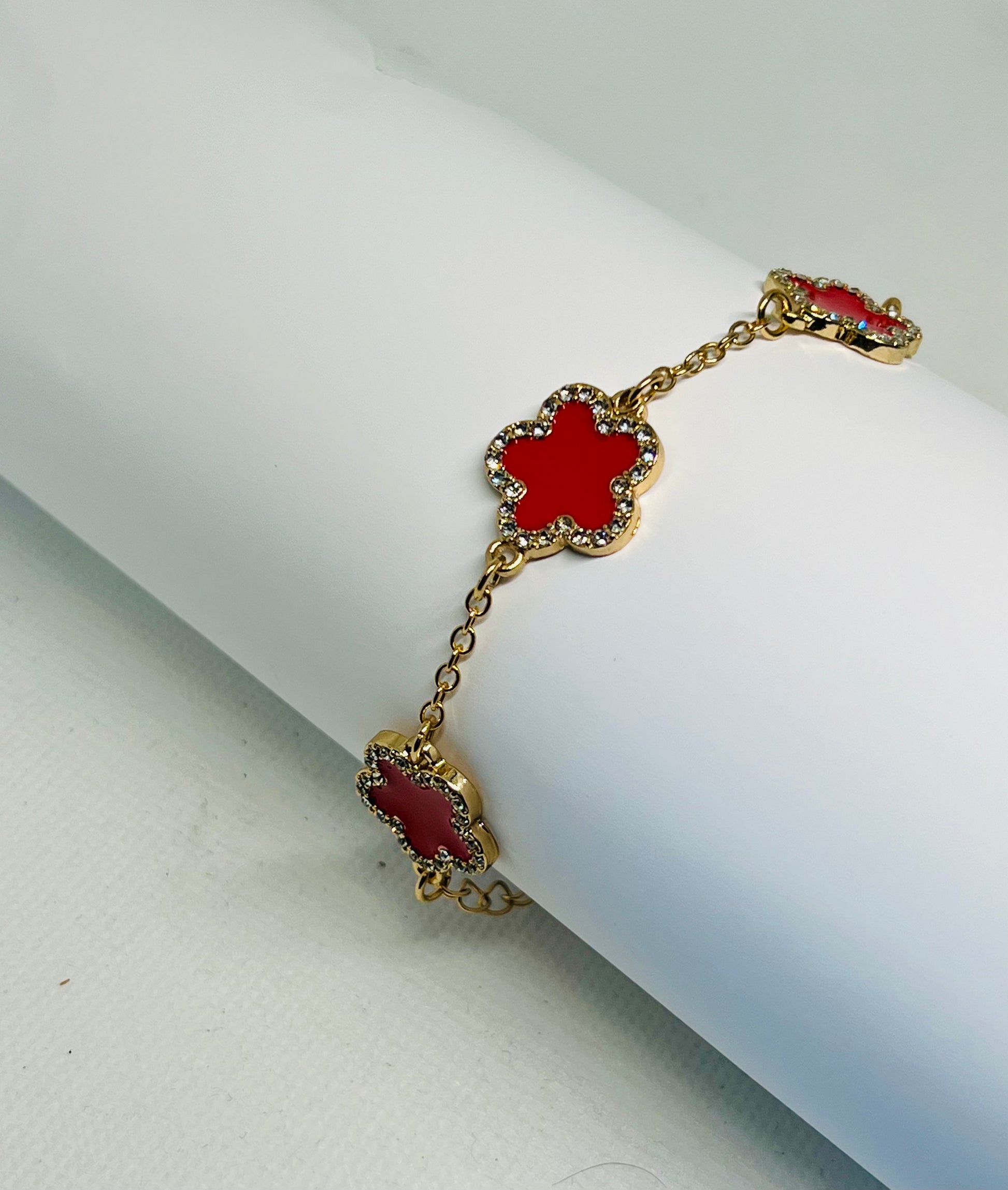 van cleef bracelet- red-zircon stone