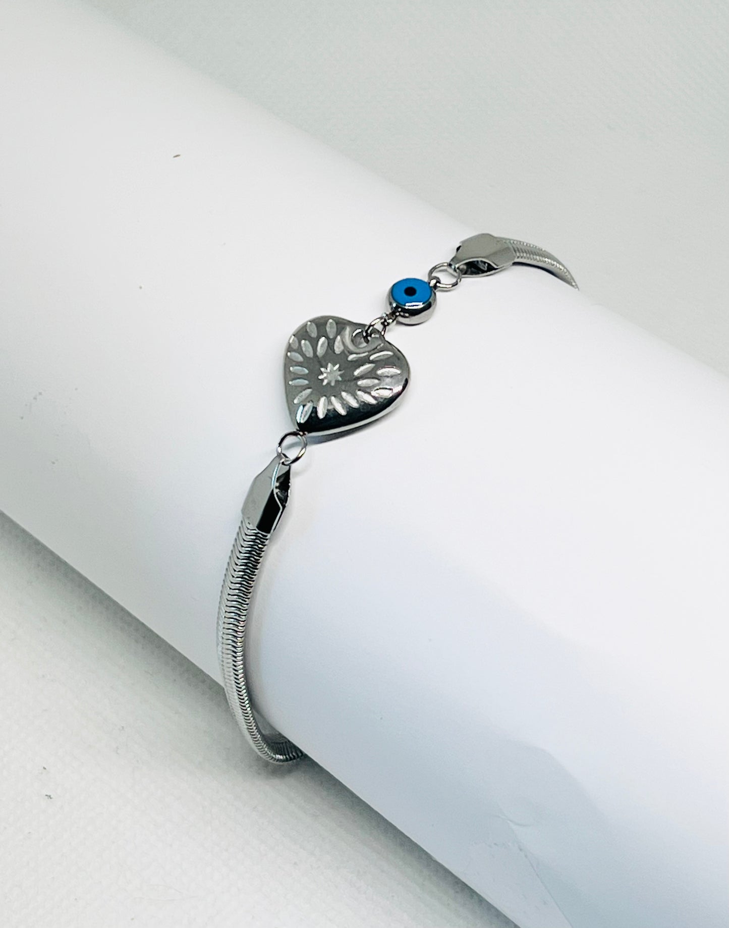 heart bracelet - evil eye bracelet