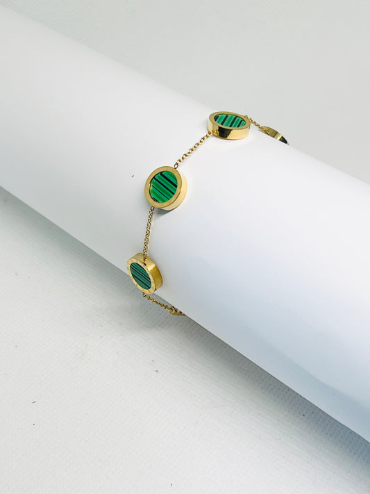 green circle bracelet - non tarnish bracelet - roman number bracelet