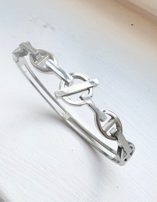 Silver bracelet on a white background