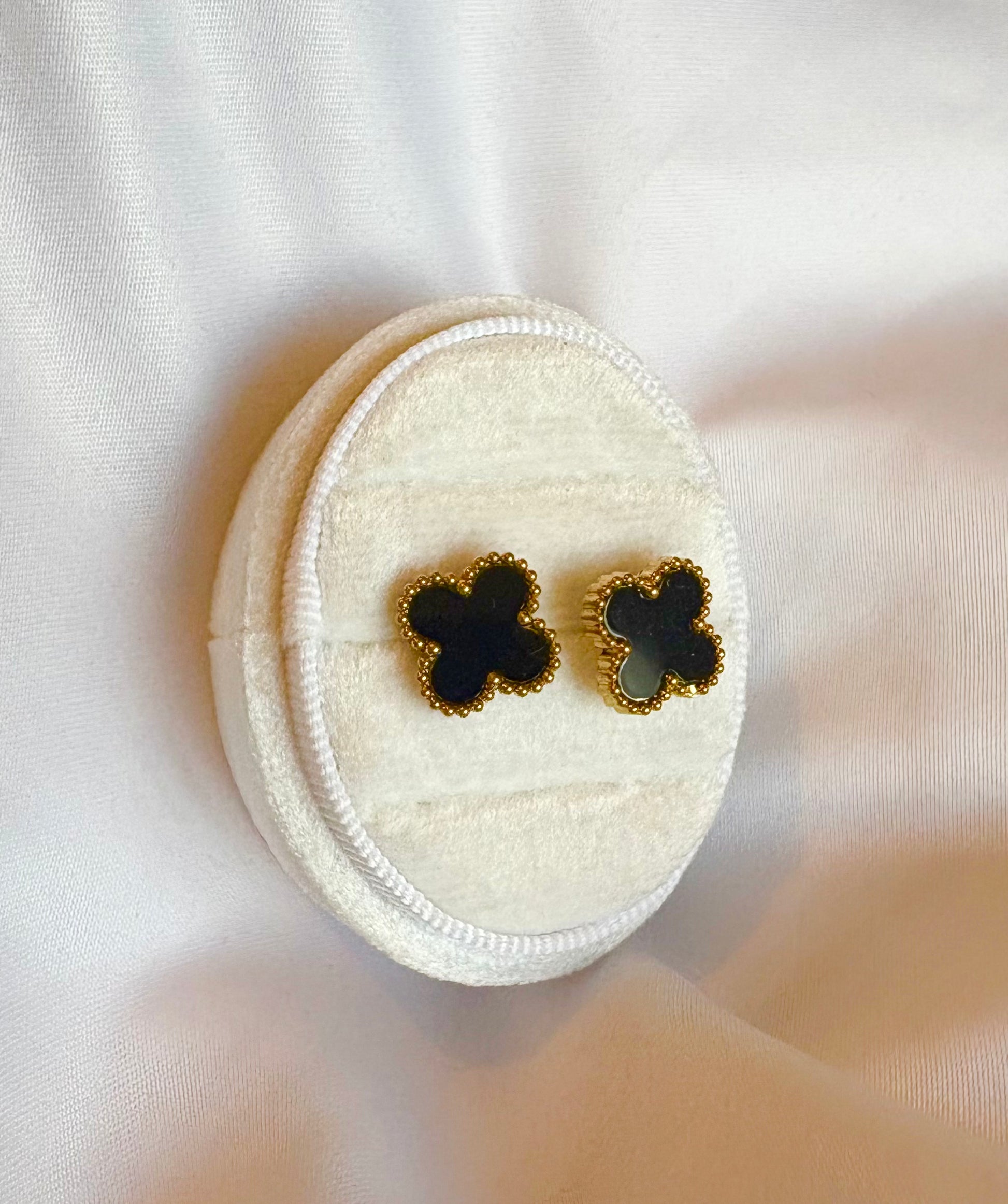 gold black clover earrings