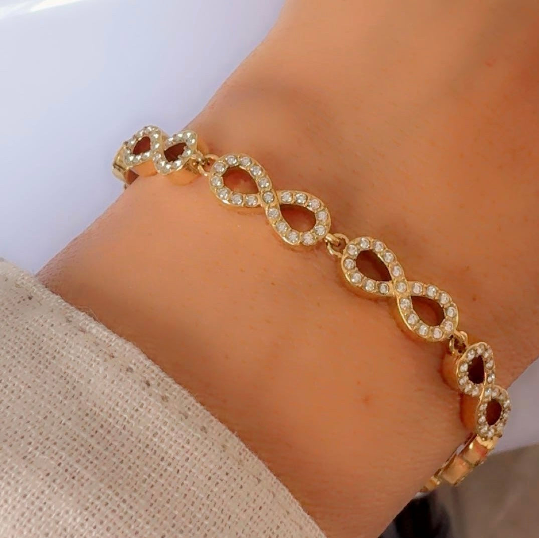Gold Zircon Infinityv Bracelet