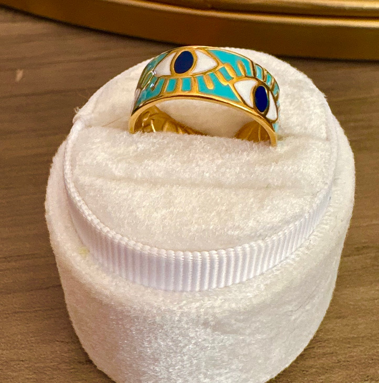 Gold Evil Eye Enamel Ring – 18K Gold Plated Yahala Boutique