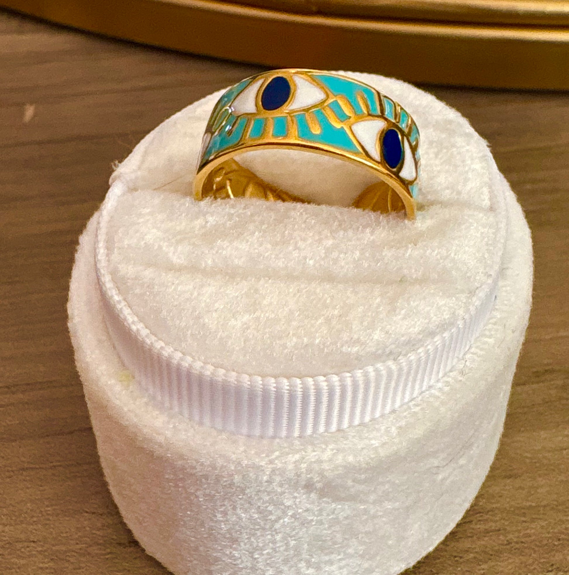 Gold Evil Eye Enamel Ring – 18K Gold Plated Yahala Boutique