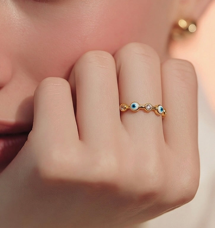 Evil Eye Ring – 18K Gold Plated 