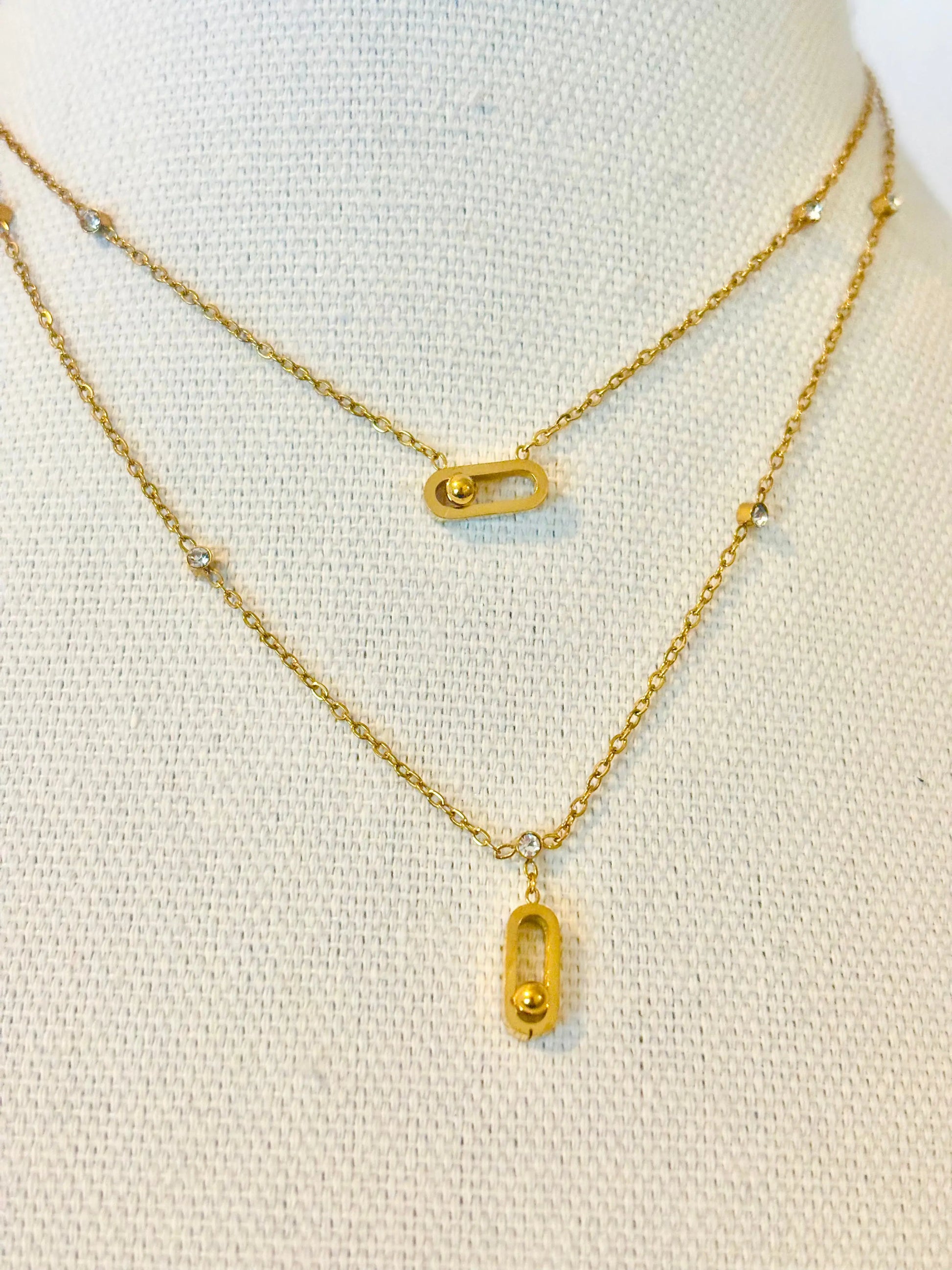 18k gold plated double-layered necklace 
