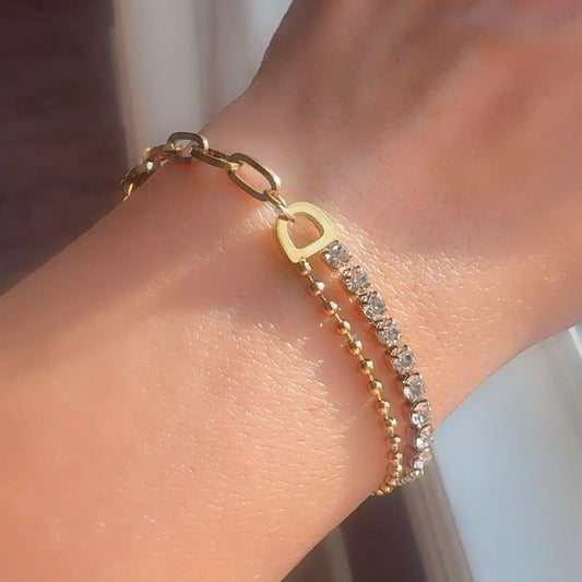 Chain & Zircon Bracelet – Gold Tone Yahala Boutique