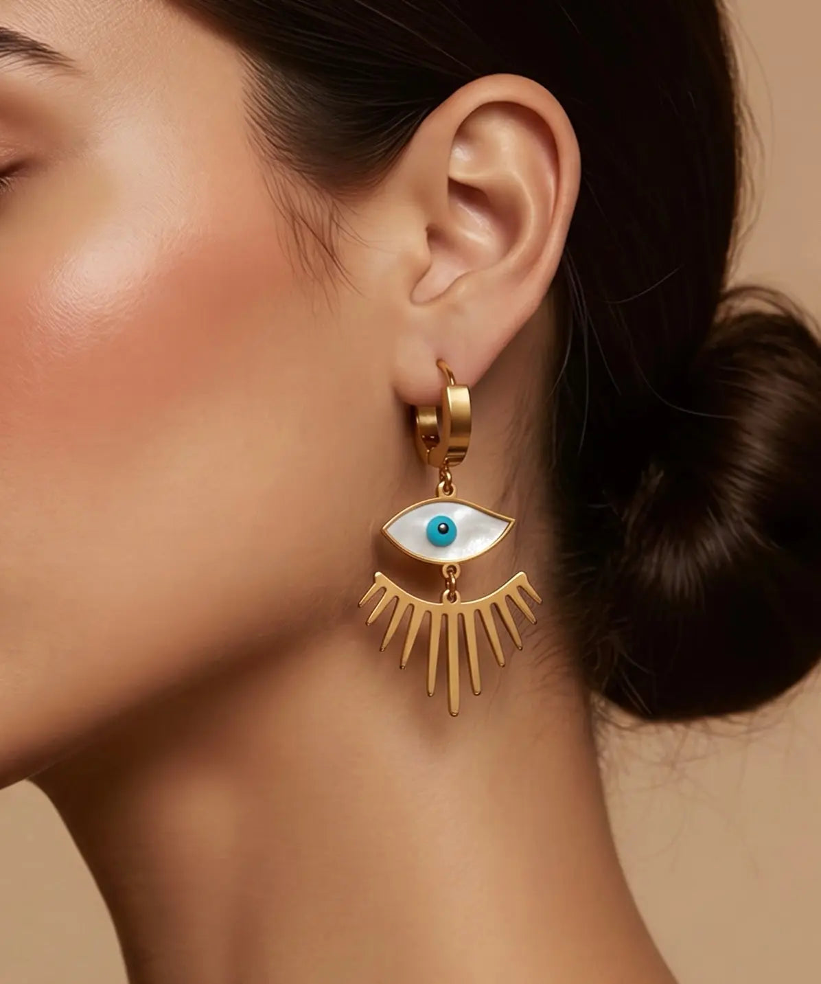 Evil eye Earrings-18k gold plated- non tarnish