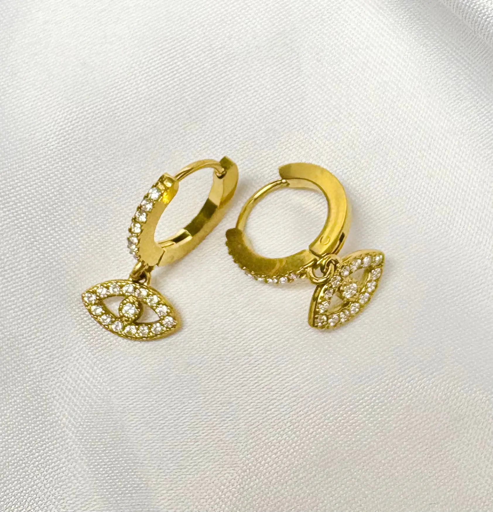 Pavé Evil Eye Zircon Hoop Earrings