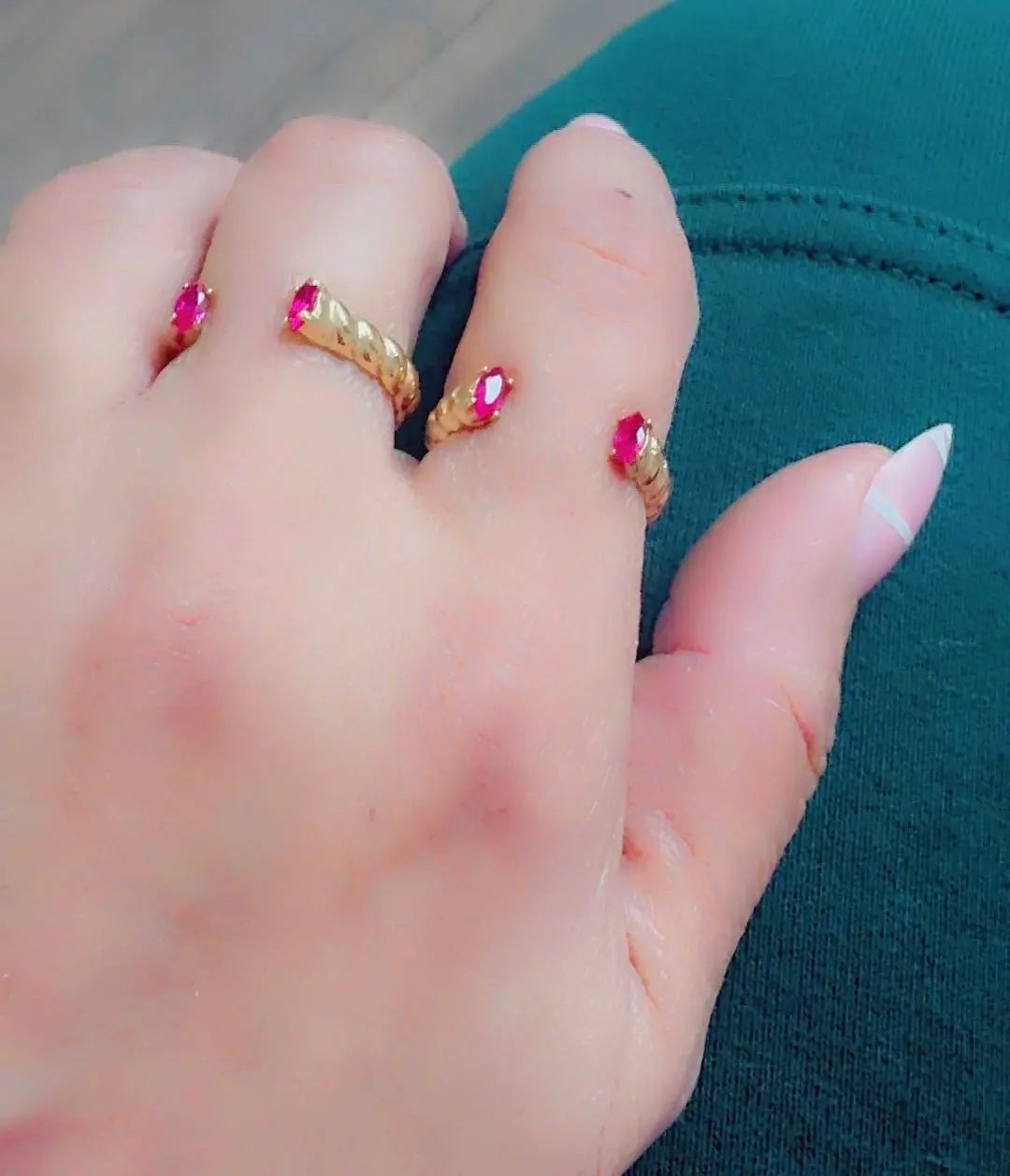Red Zircon Teardrop Open Ring – 18K Gold Plated Yahala Boutique