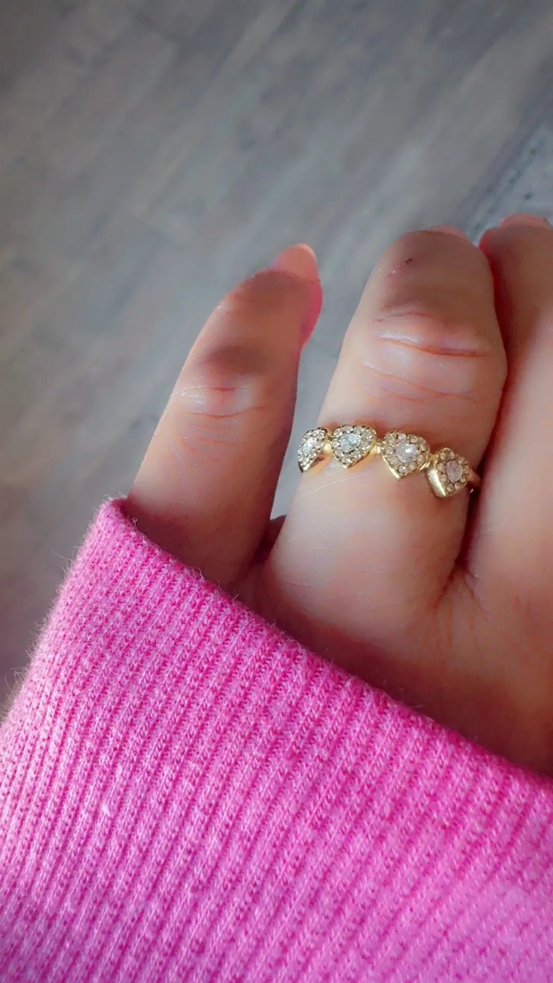 Clear Zircon Heart Halo Ring – Adjustable, 18K Gold Plated Yahala Boutique