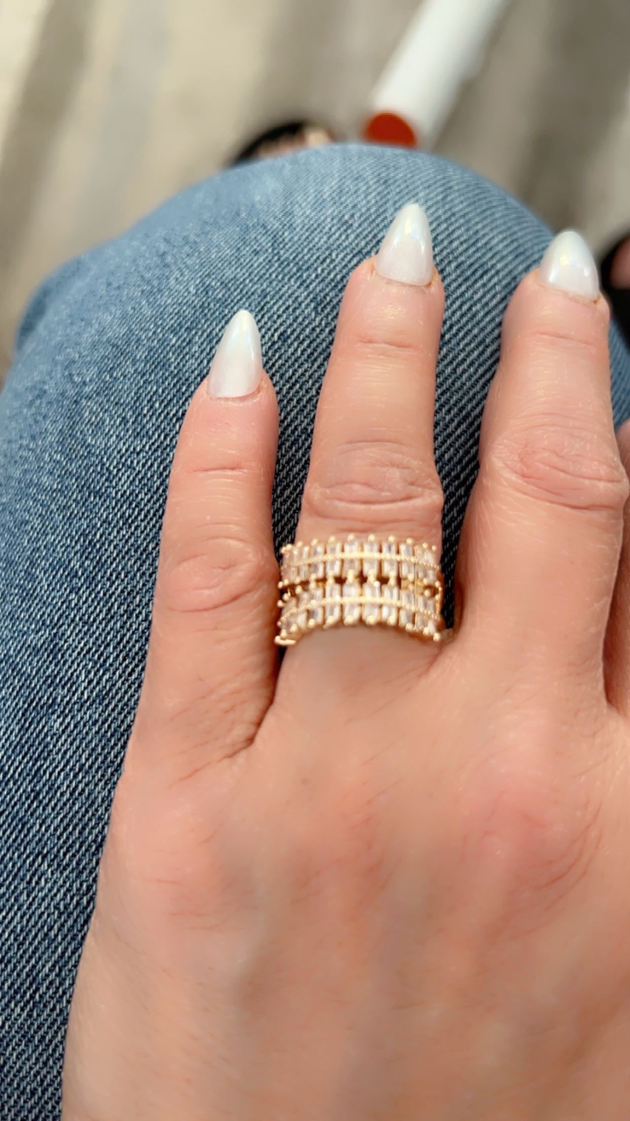 Baguette zircon bling rings