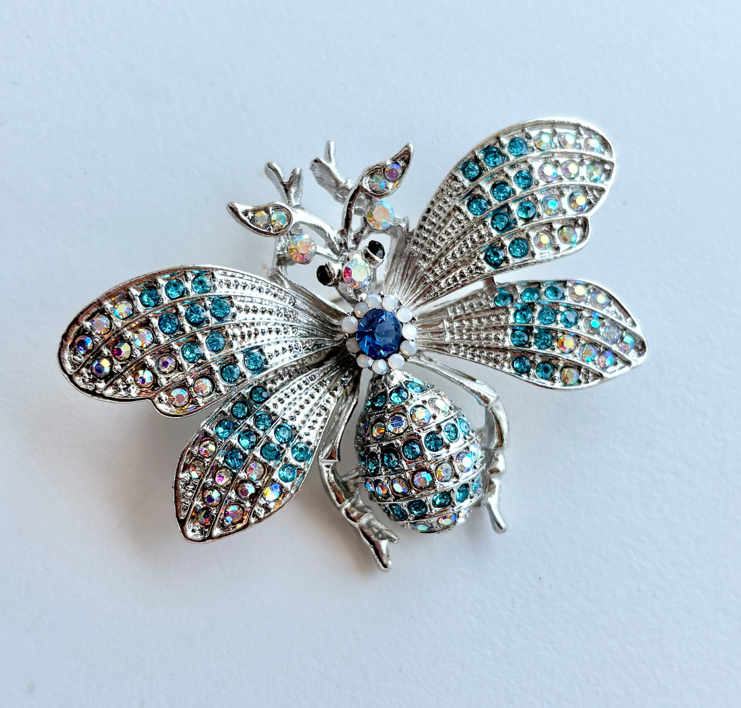 Large rhinestone butterfly pin statement brooch for women
