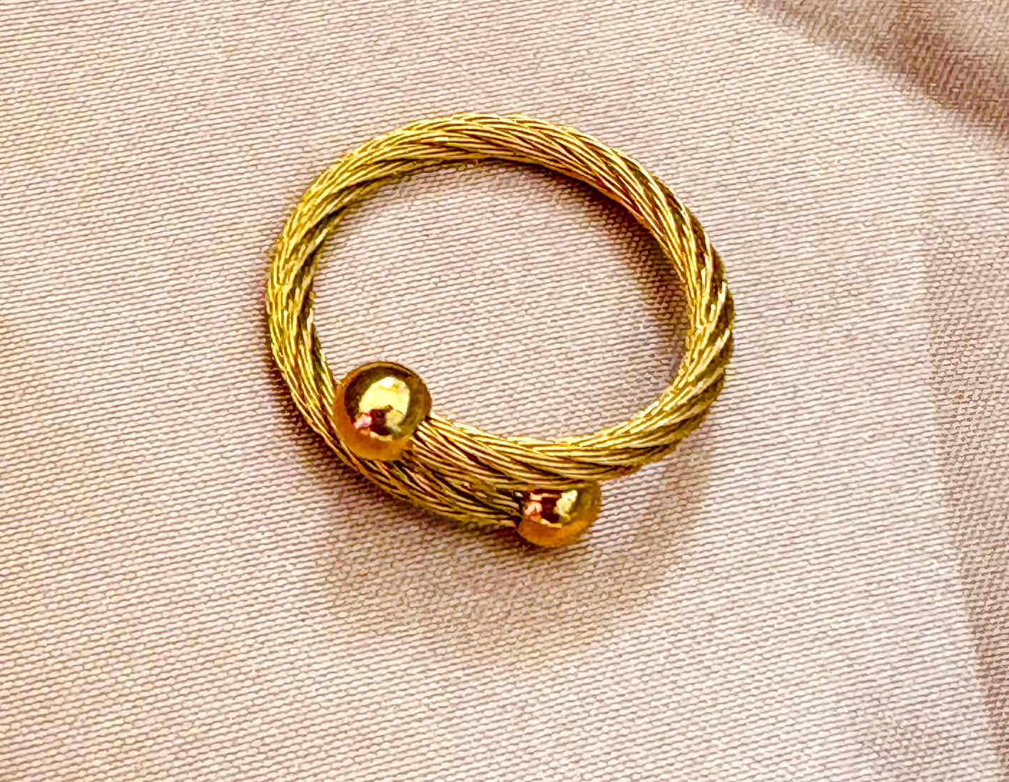 18k gold plated stainless steel rope-style ring – non tarnish and waterproof