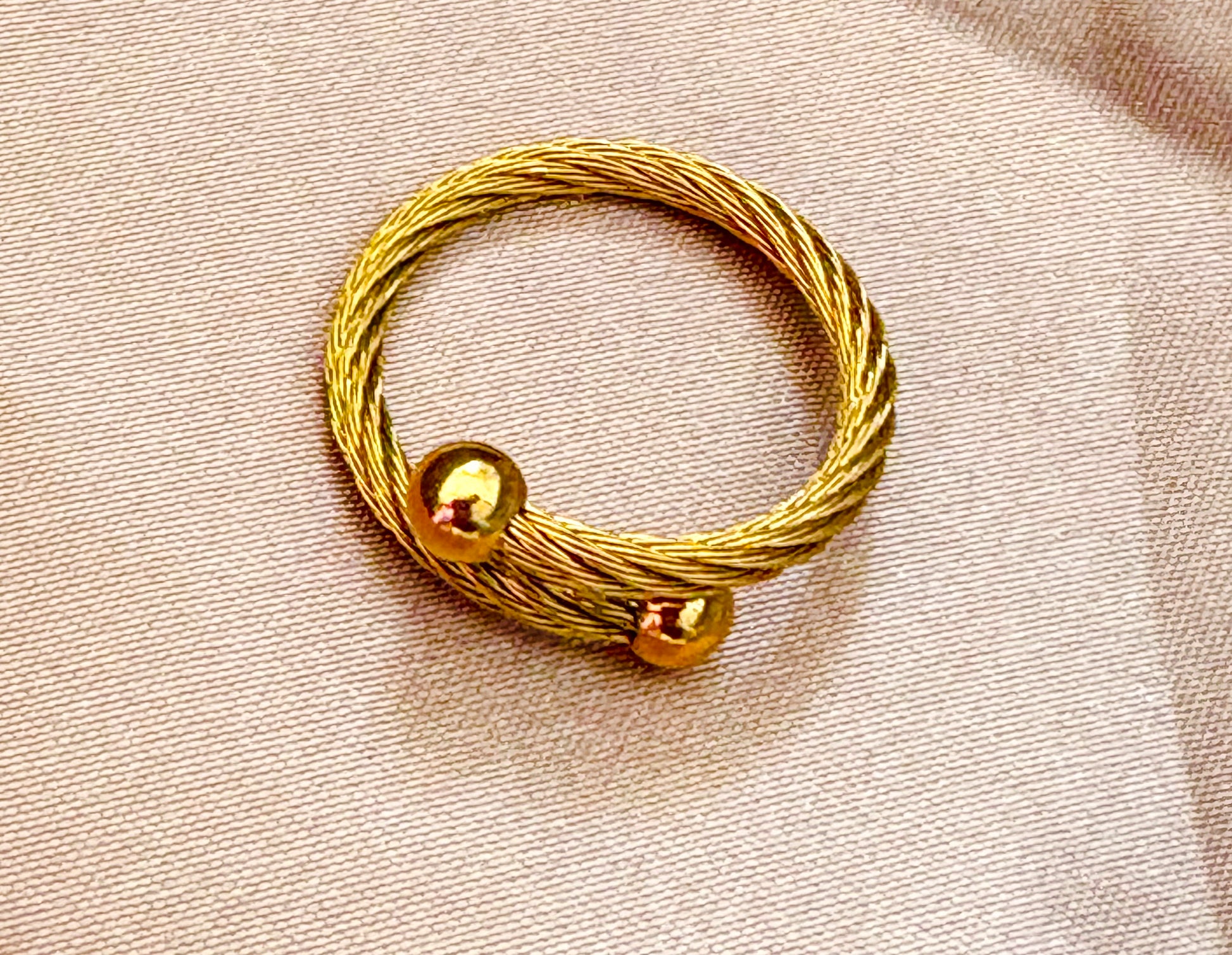 18k gold plated stainless steel rope-style ring – non tarnish and waterproof