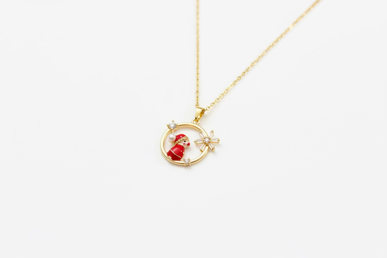 18k Gold plated necklace with a Santa Claus pendant