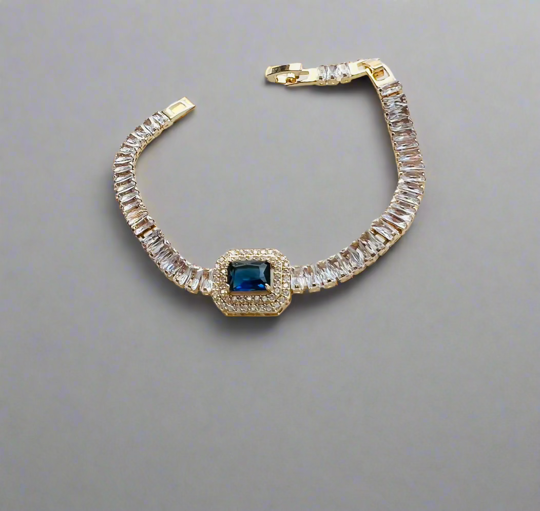 TENNIS BRACELET ~ Sapphire Square Gemstone