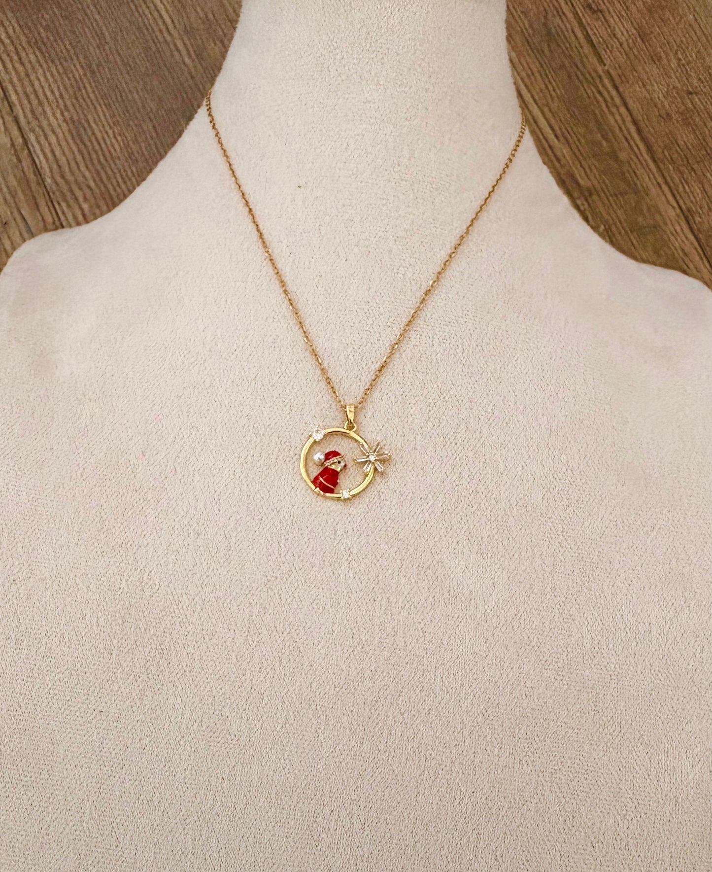Circle pendant with Santa Necklace