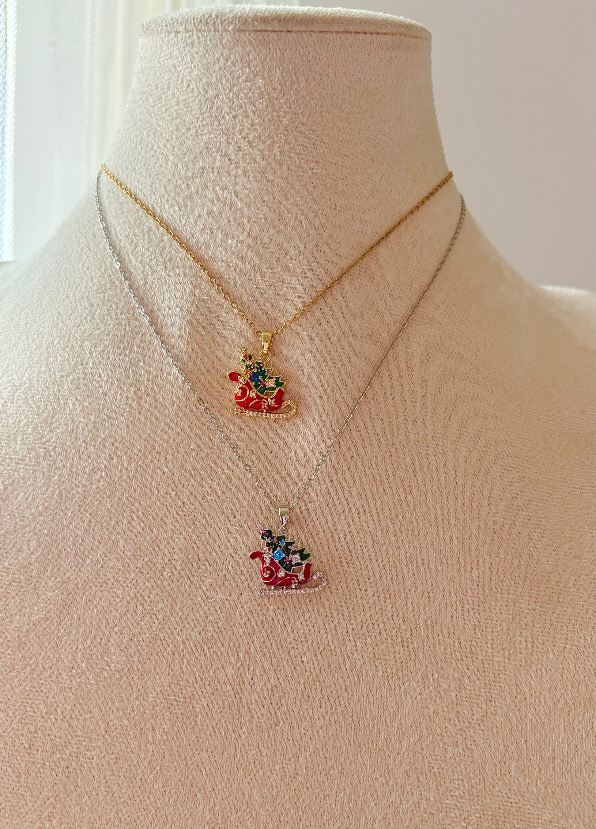 Christmas Sleigh Pendant -non tarnish