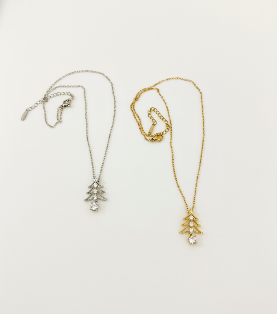 18k gold plated necklaces with tree-shaped pendants