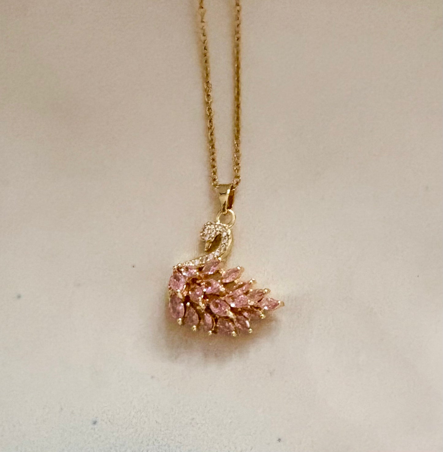 Crystal Swan Pendant Necklace – Gold, Silver & Pink | 18K Gold Plated, Non-Tarnish & Waterproof