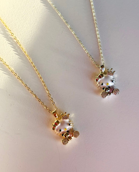Hello Kitty Crown Pendant Necklace – For Kids and Adults