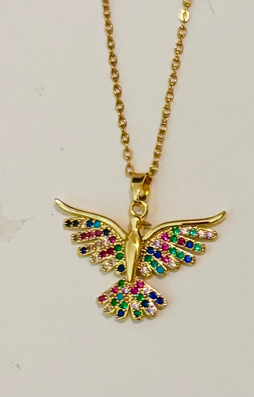 18K gold-plated dove pendant necklace, non-tarnish and waterproof