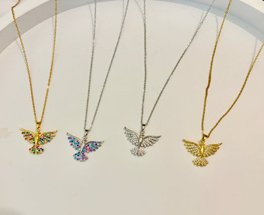 Elegant dove necklace symbolizing peace and freedom