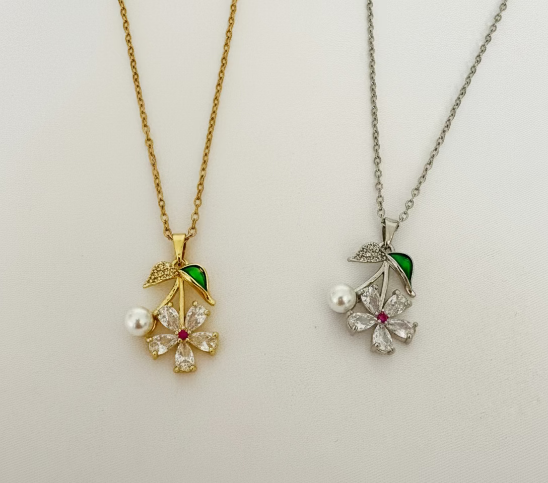 Non Tarnish Flower Pendant Necklace