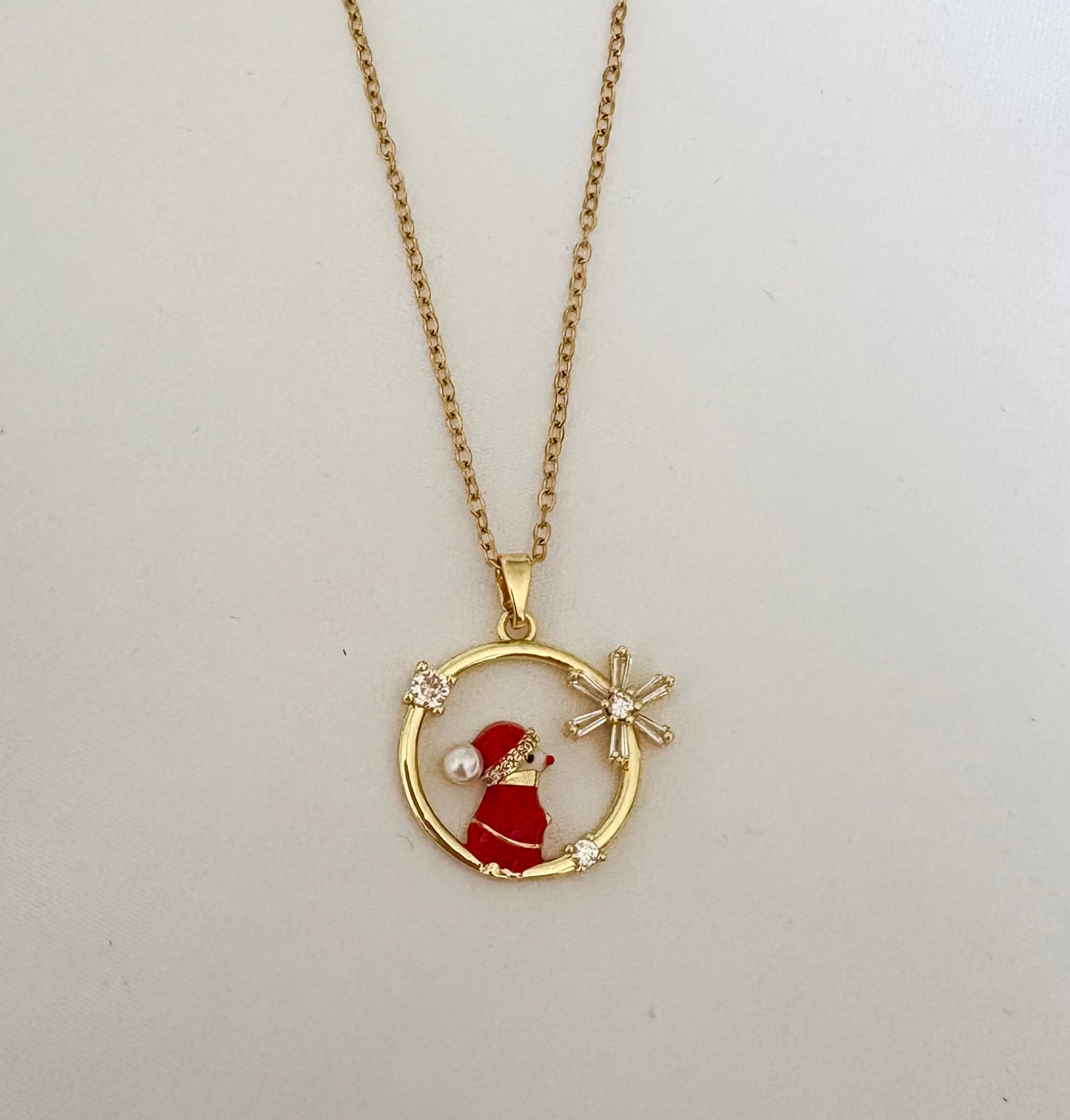 Non-tarnish necklace with Santa Claus Pendant