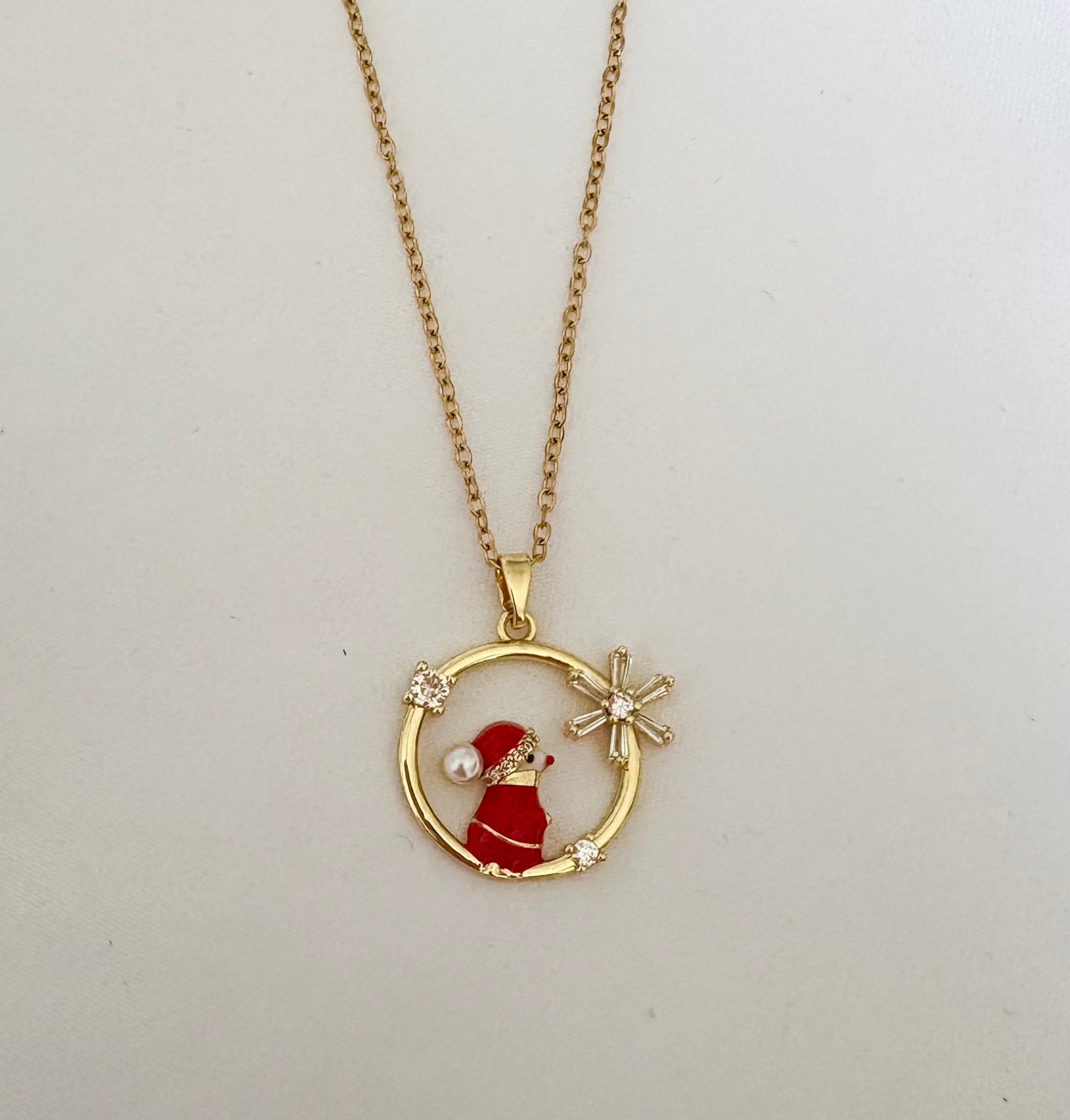 Non-tarnish necklace with Santa Claus Pendant