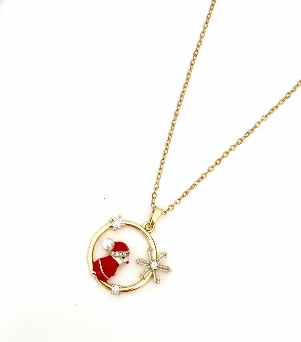 Gold necklace with Santa clause Pendant