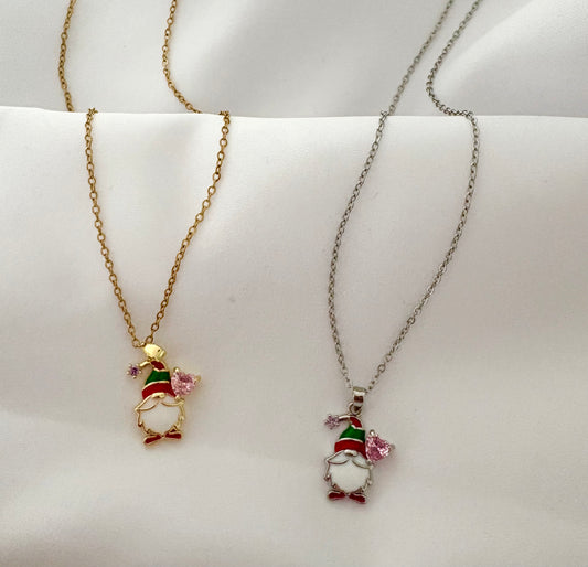 Two Christmas-themed gnome Pendant necklaces 