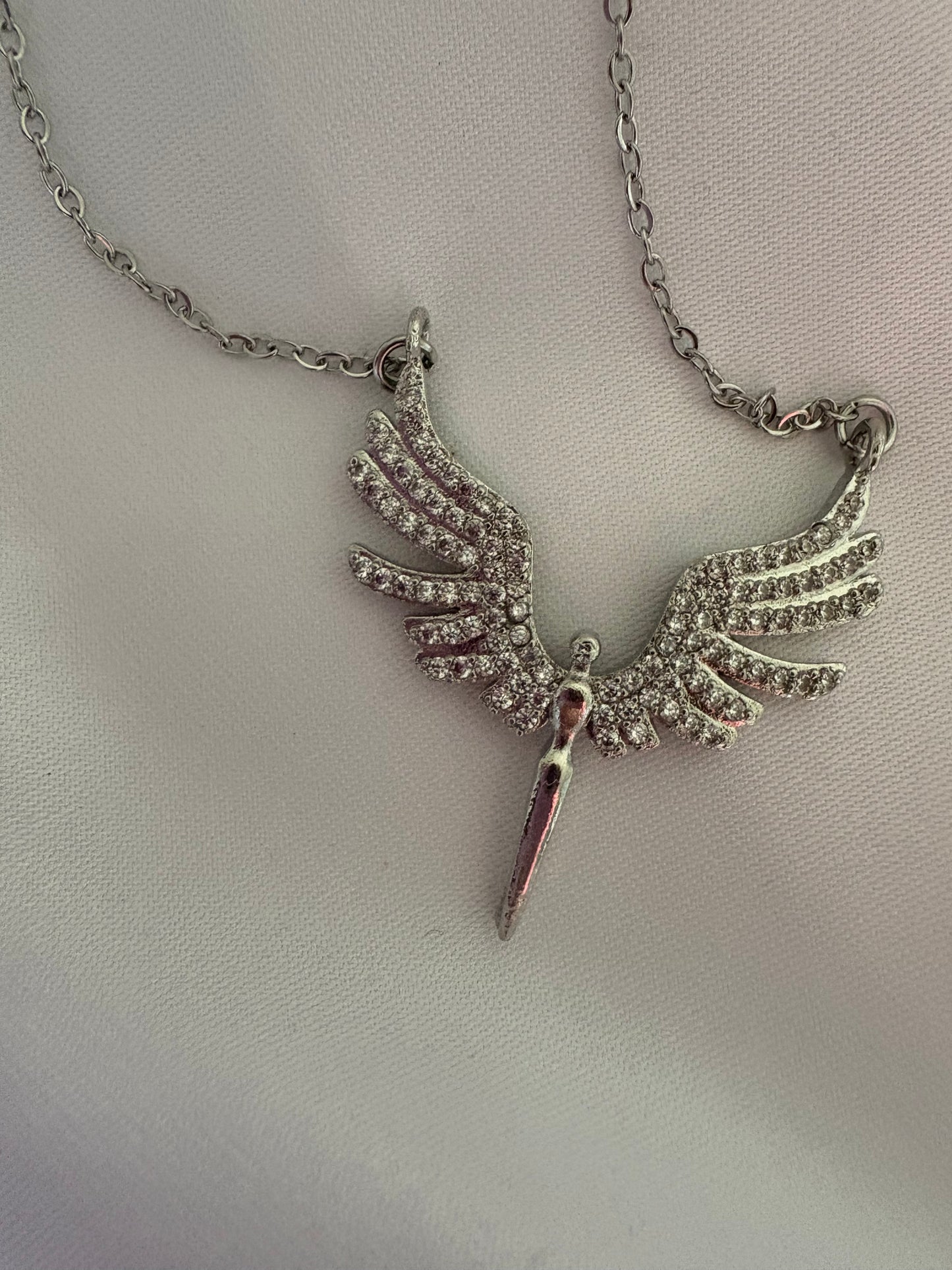 Silver angel wing necklace -Stainless Steel
