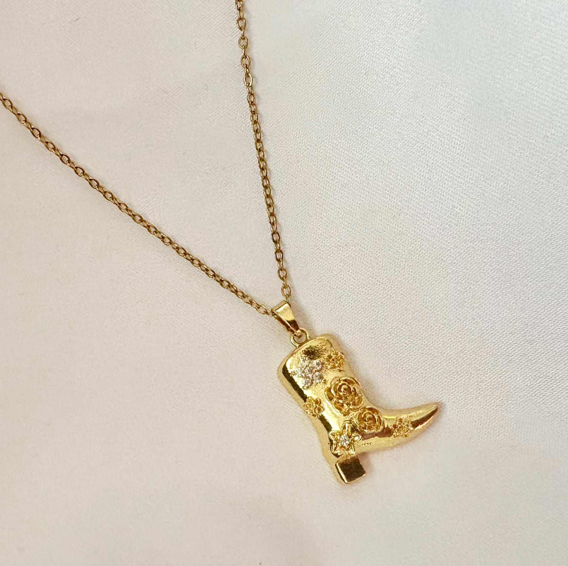 Gold cowboy boot pendant 