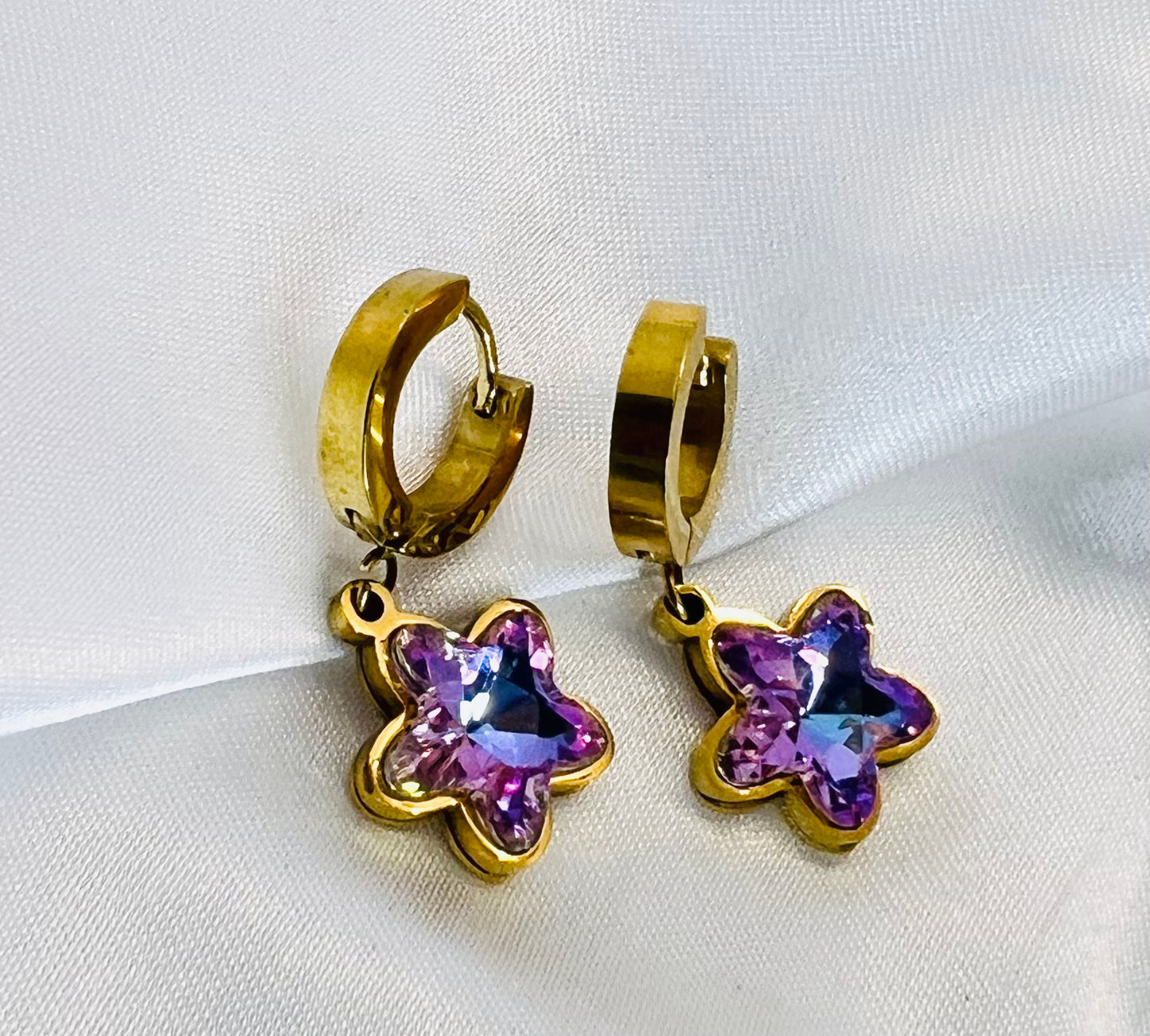 Amethyst gemstone star ~ earrings