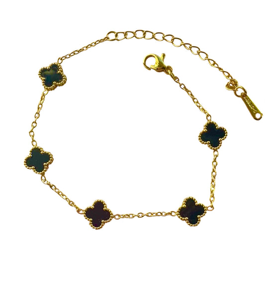 Black Clover Gold Bracelet – 18K Gold Plated, Non-Tarnish