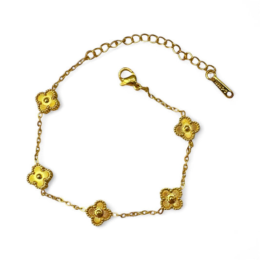 Gold Clover Bracelet – 18K Gold Plated, Non-Tarnish