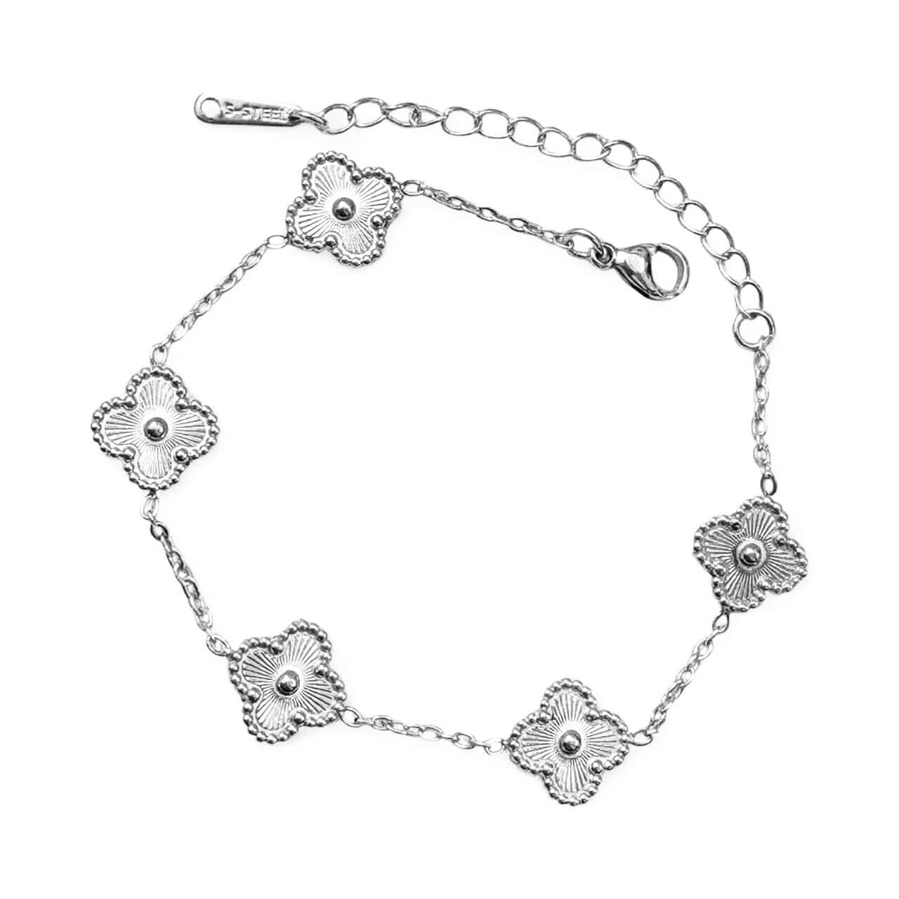 Silver Clover Gold Bracelet – 18K Gold Plated, Non-Tarnish