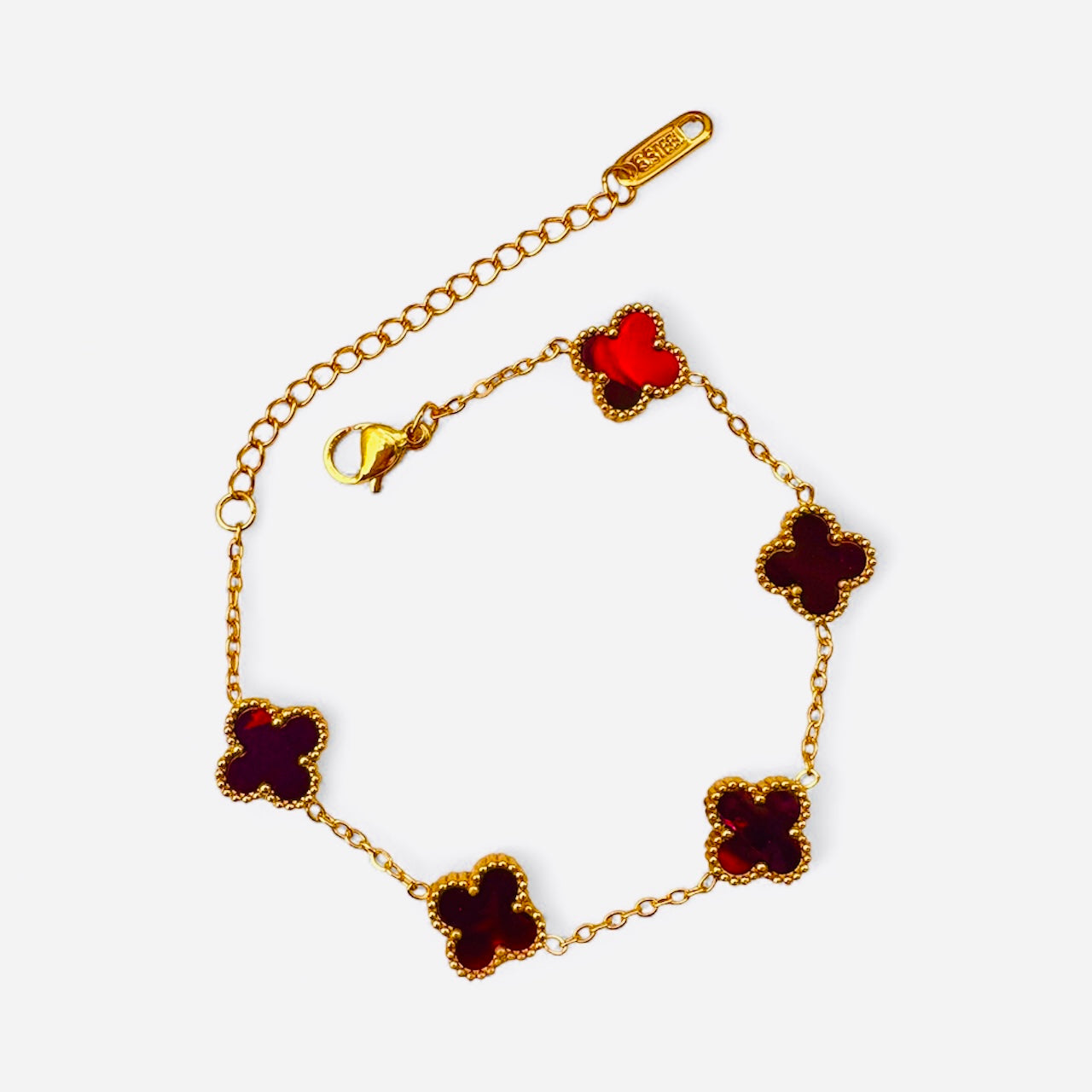 Red Clover Gold Bracelet – 18K Gold Plated, Non-Tarnish