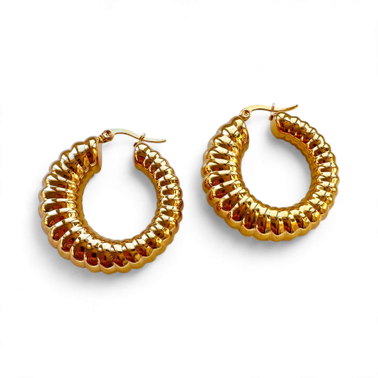Chunky Gold Hoop Earrings – 18K gold plated non-tarnish stainless steel hoops 