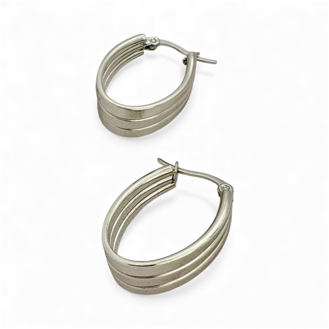 Silver Layered Hoop Earrings – Stainless Steel (2.5cm)